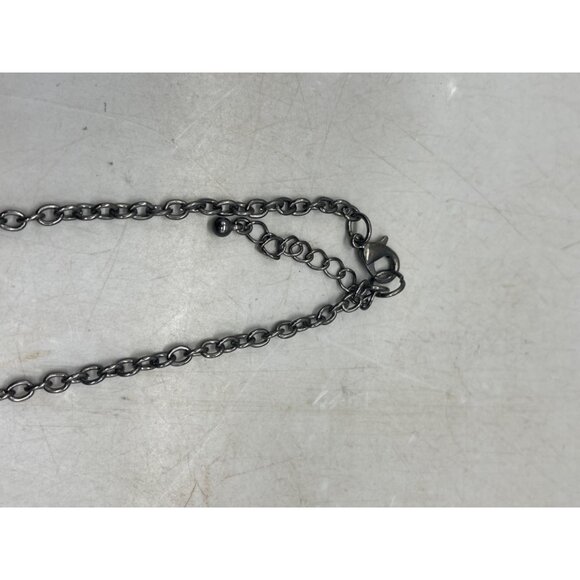 costume jewelry necklace floral black shine stones chain clasp 21" READ - Picture 5 of 7